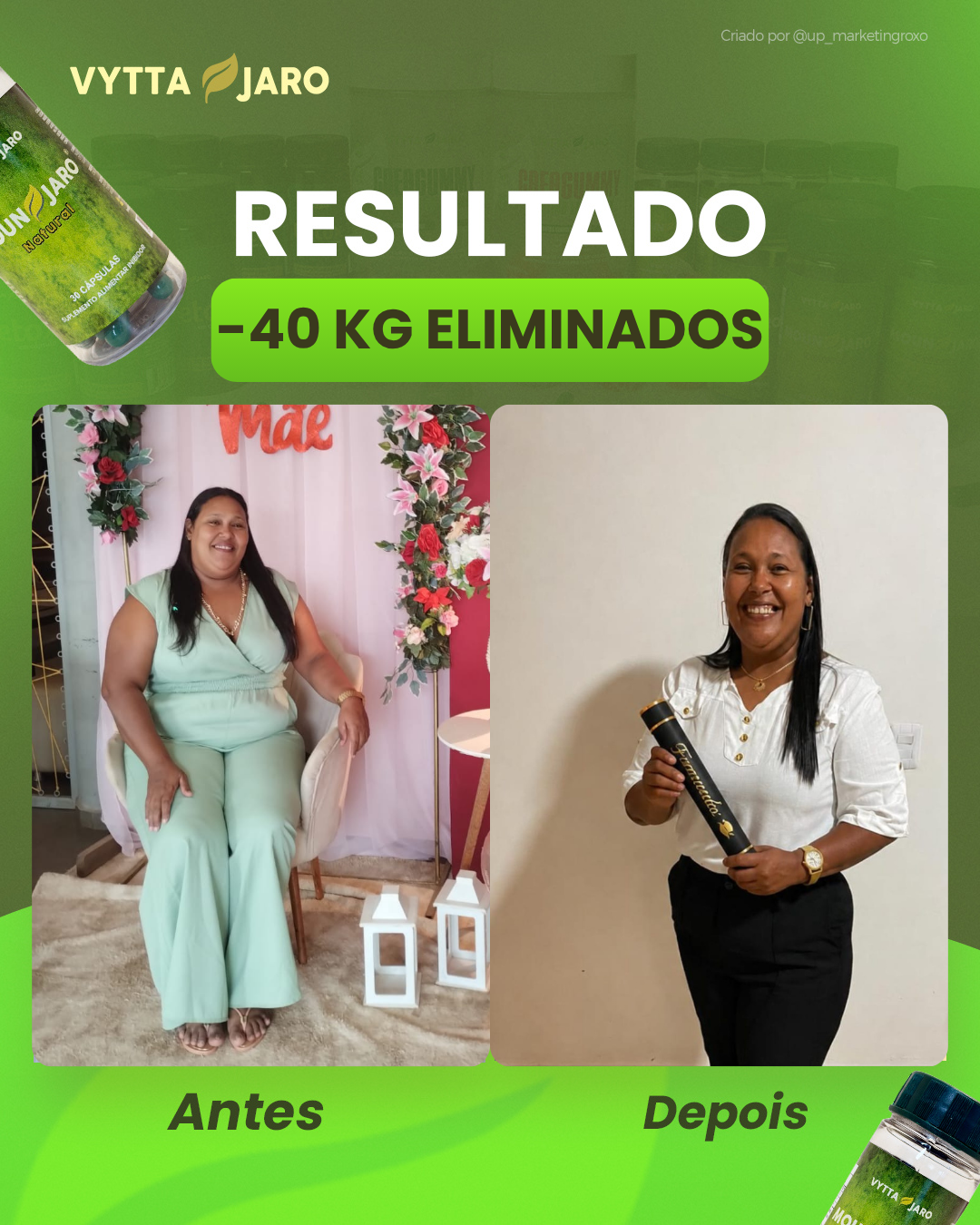 Antes e depois — resultado de 40kg eliminados