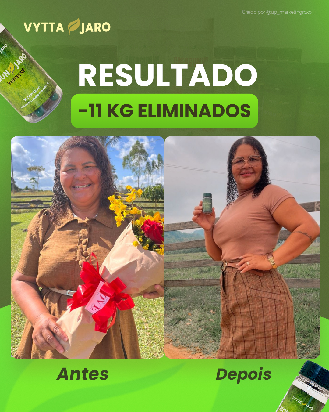 Antes e depois — resultado de 11kg eliminados