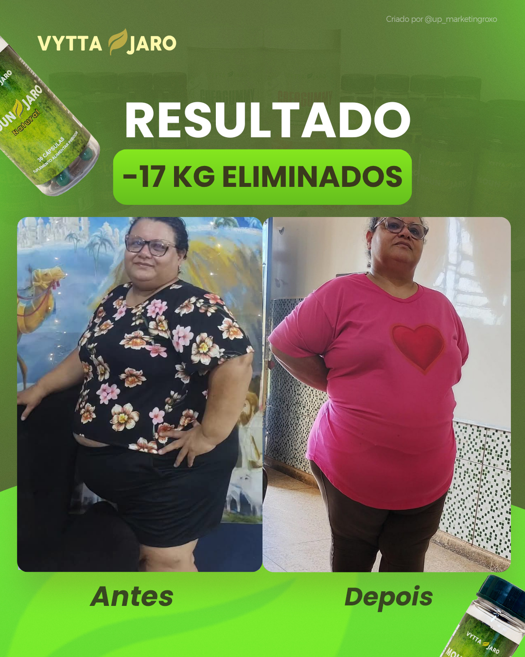 Antes e depois — resultado de 17kg eliminados