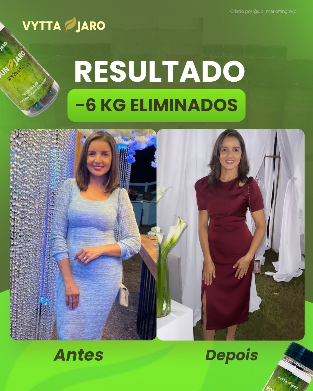 Antes e depois — resultado de 6kg eliminados